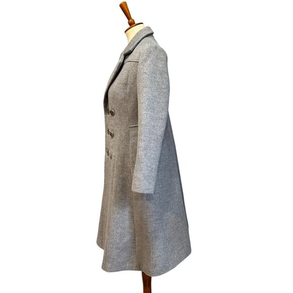 Gray Wool Blend Double Breasted Fit & Flare A-Line Swing Coat, Size S - Picture 5 of 8